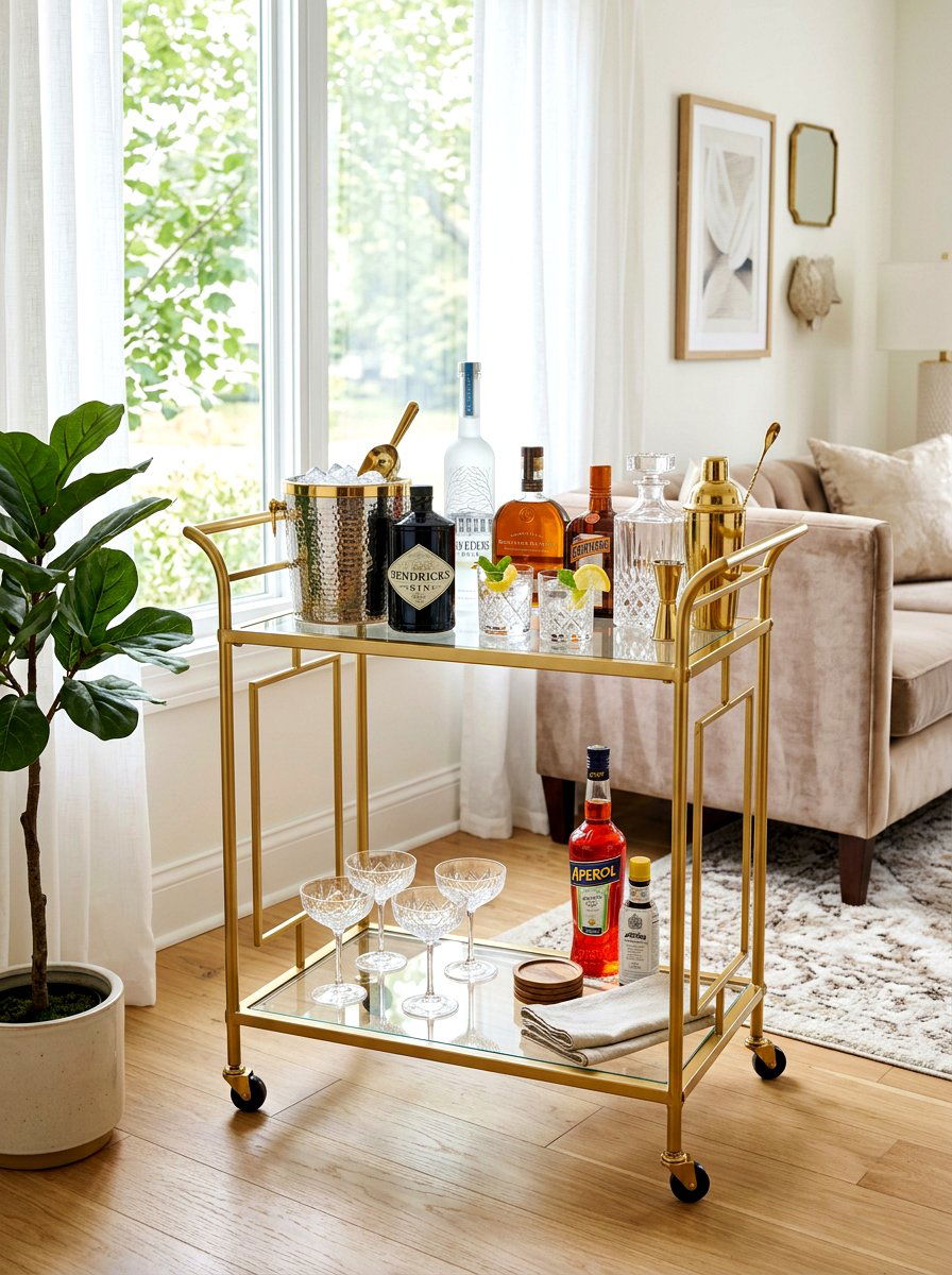 Small space bar cart - 30 beverage pantry ideas