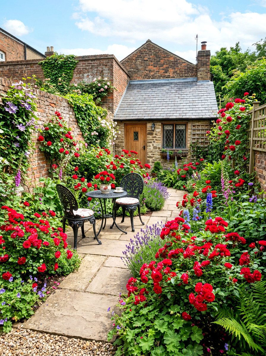 Small space cottage rose garden - 30 cottage rose border landscaping ideas