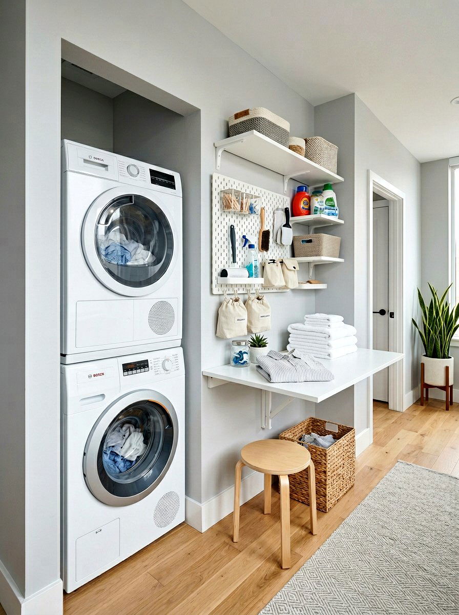 Small space laundry folding solution - 30 laundry room folding station ideas