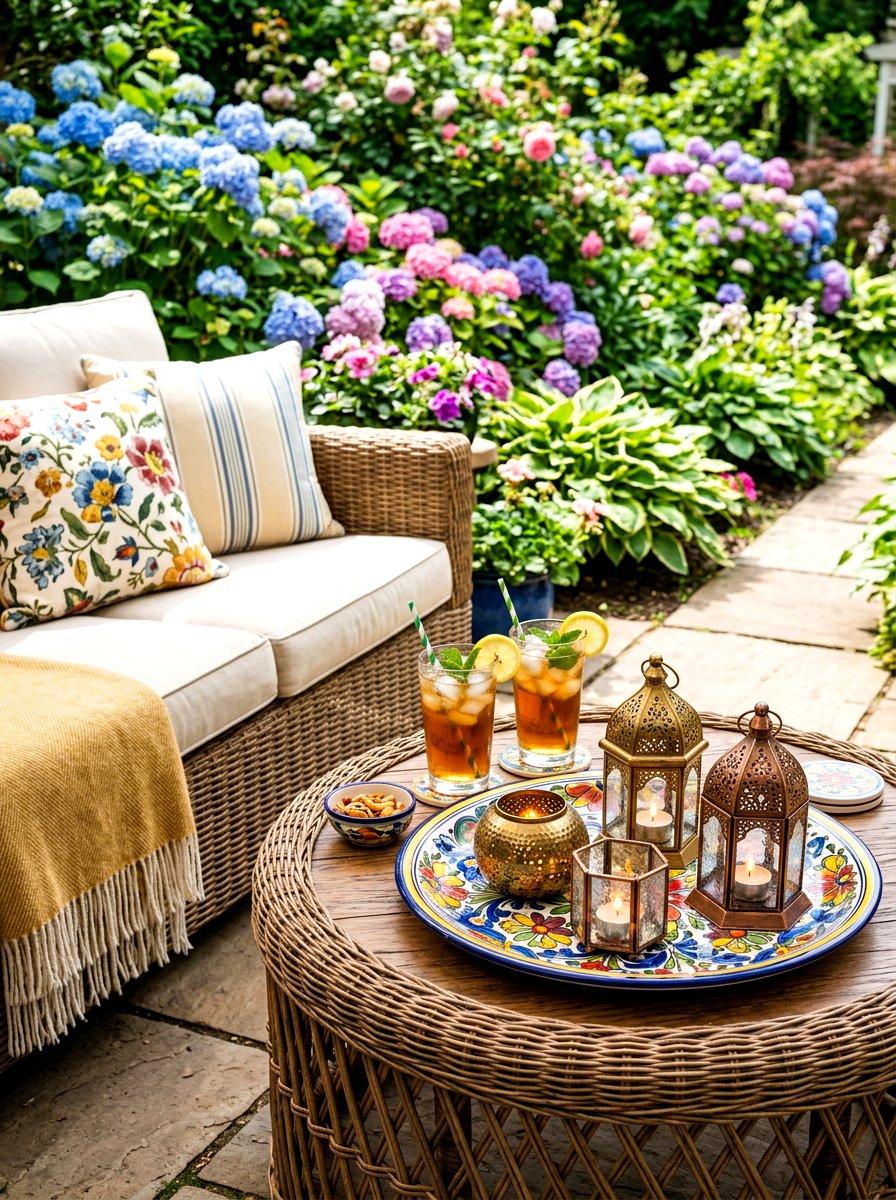 Small tea light lanterns on coffee table - 30 candle lantern patio styling ideas