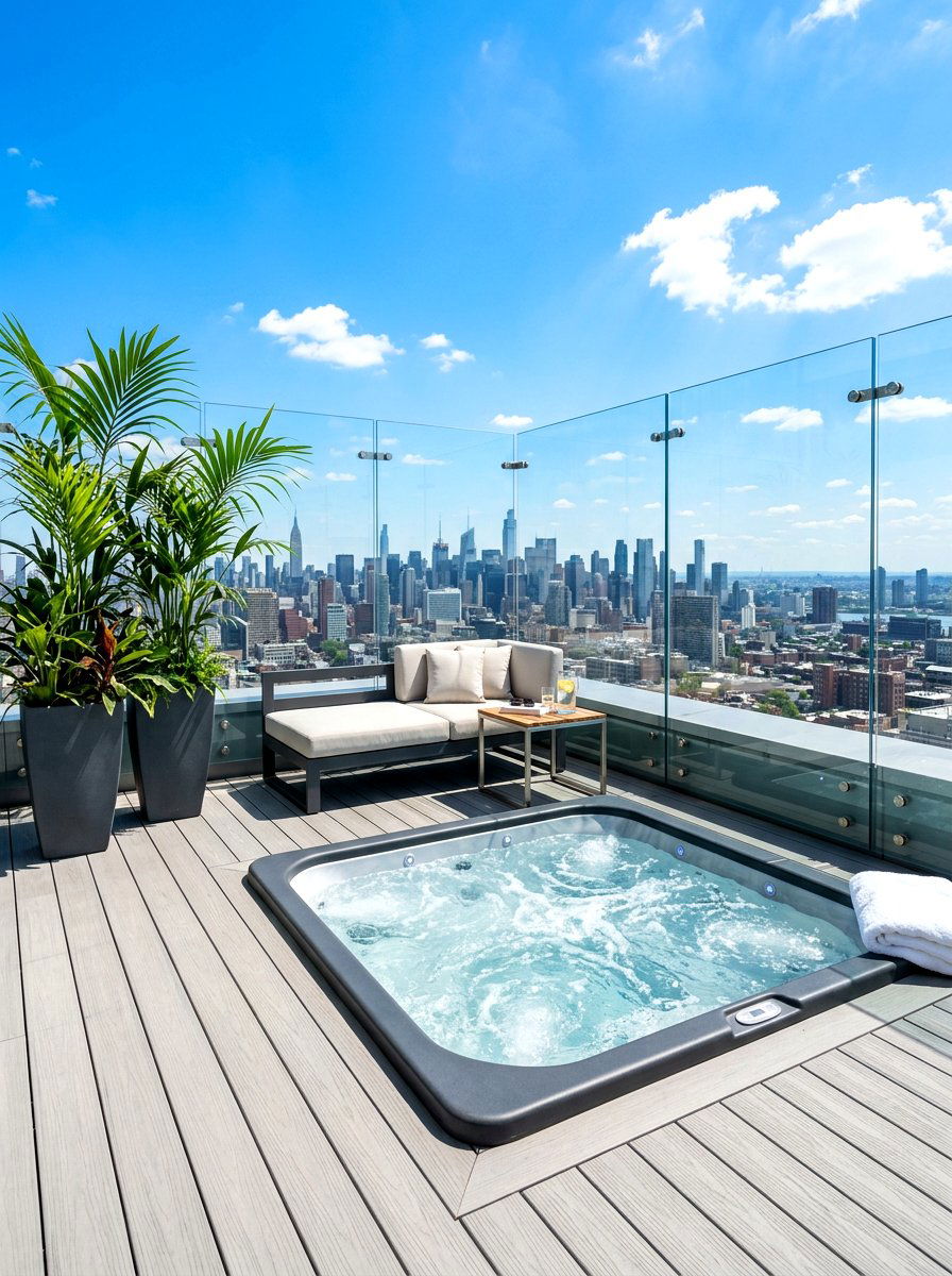 Small terrace hot tub - 30 small hot tub patio ideas