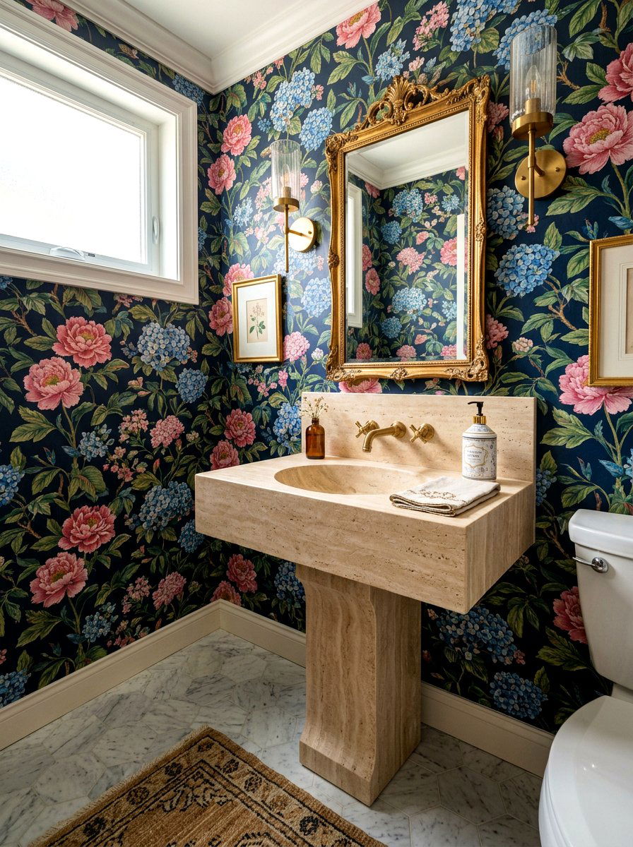 Small travertine vanity - 30 travertine vanity bathroom ideas