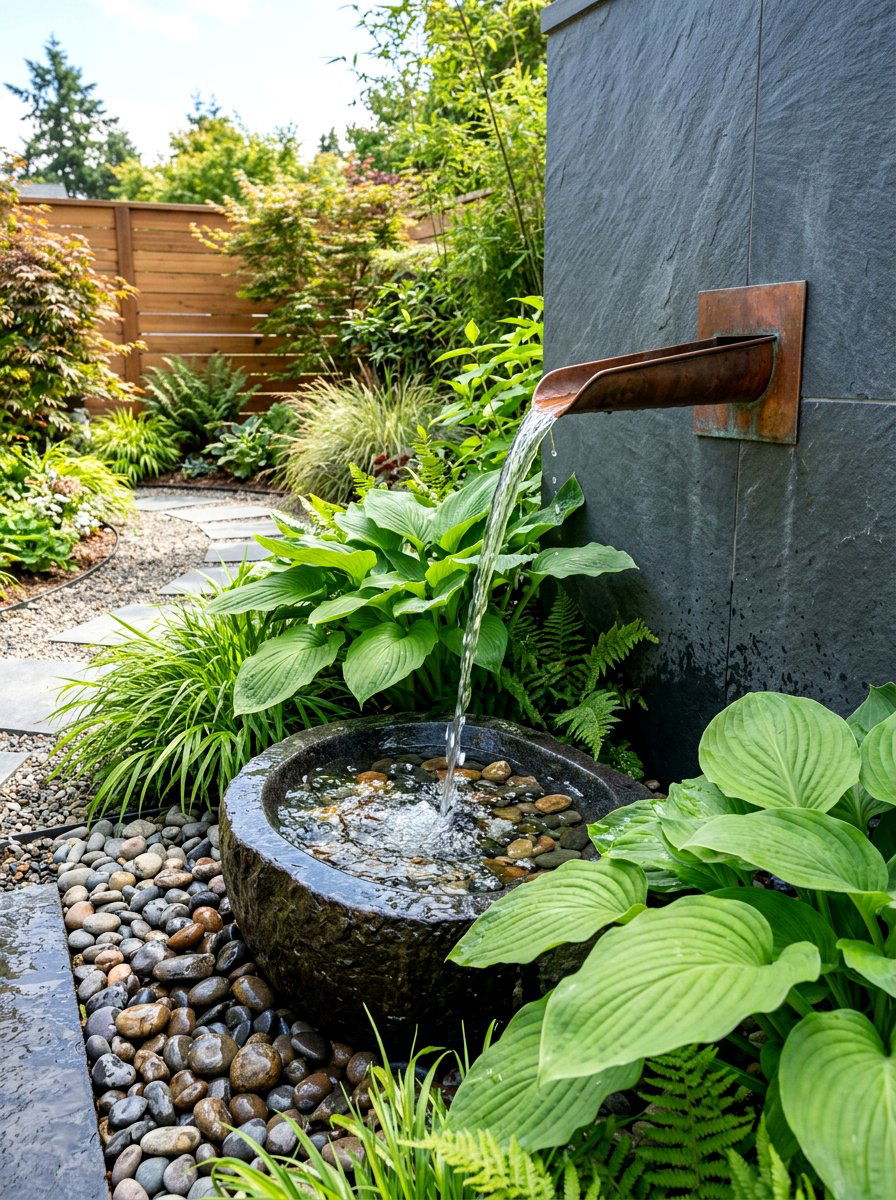 Small water feature - 30 tiny courtyard garden ideas