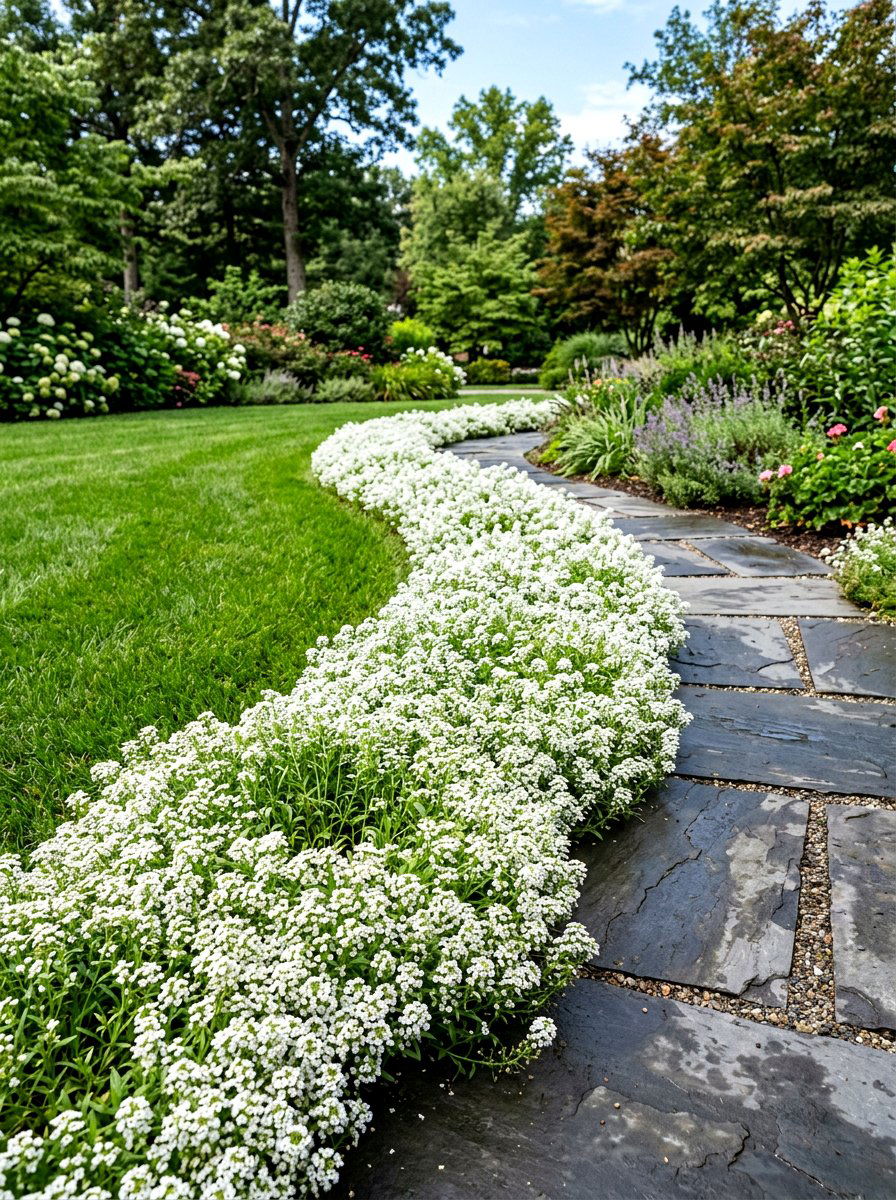 Small white flower edging - 30 white garden border ideas