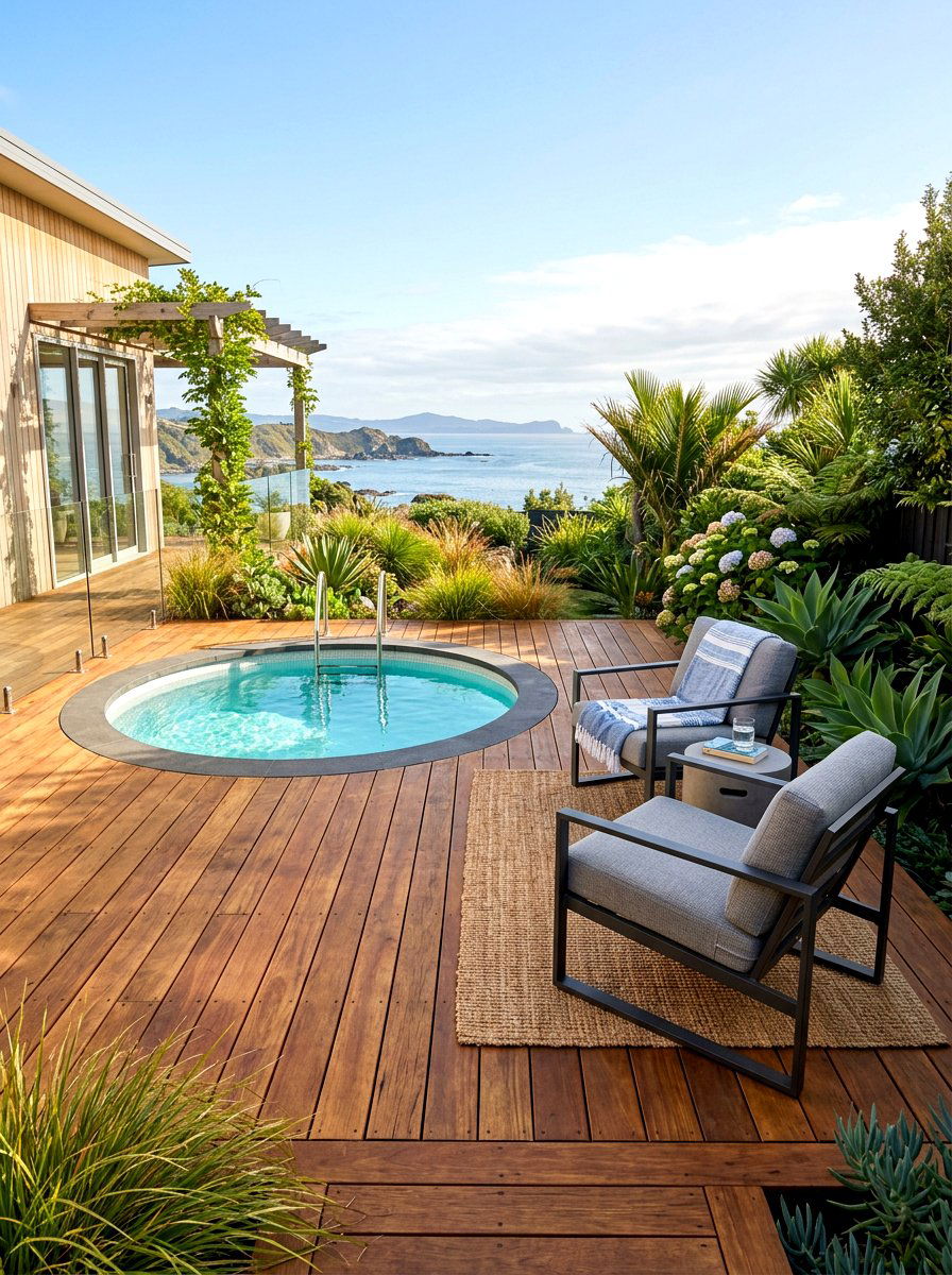 Small wood deck - 30 small poolside patio ideas