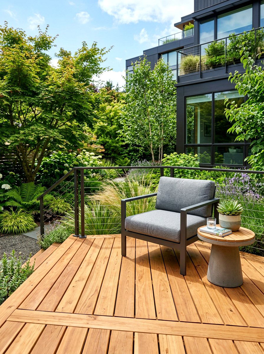 Small wood deck - 30 city backyard garden ideas