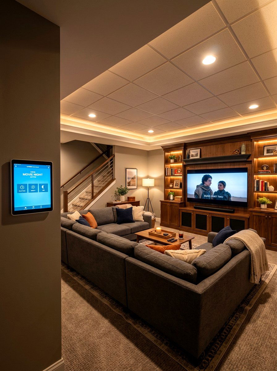 Smart Basement Lighting System - 30 basement family room ideas