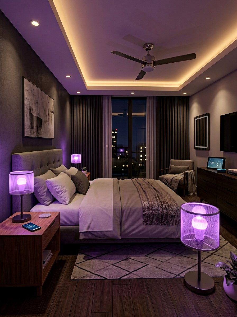 Smart Bedroom With Color Changing Bulb - 30 bedroom lighting ideas