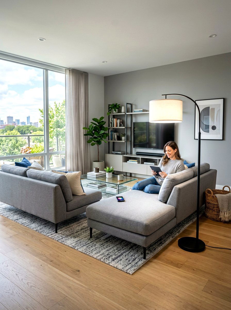 Smart Bulb Floor Lamp - 30 no overhead light apartment ideas