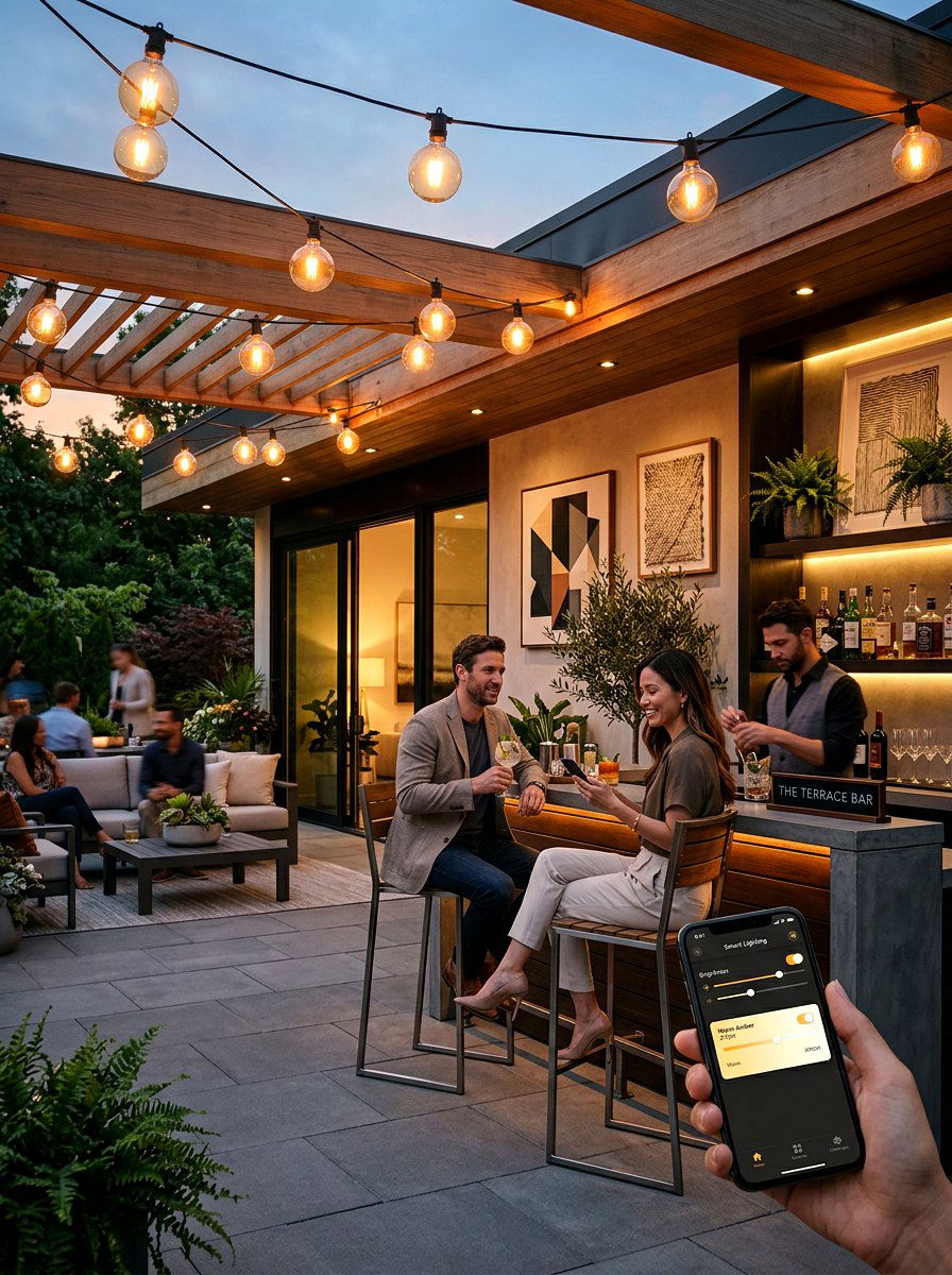 Smart Bulb Globes - 30 no harsh light patio ideas