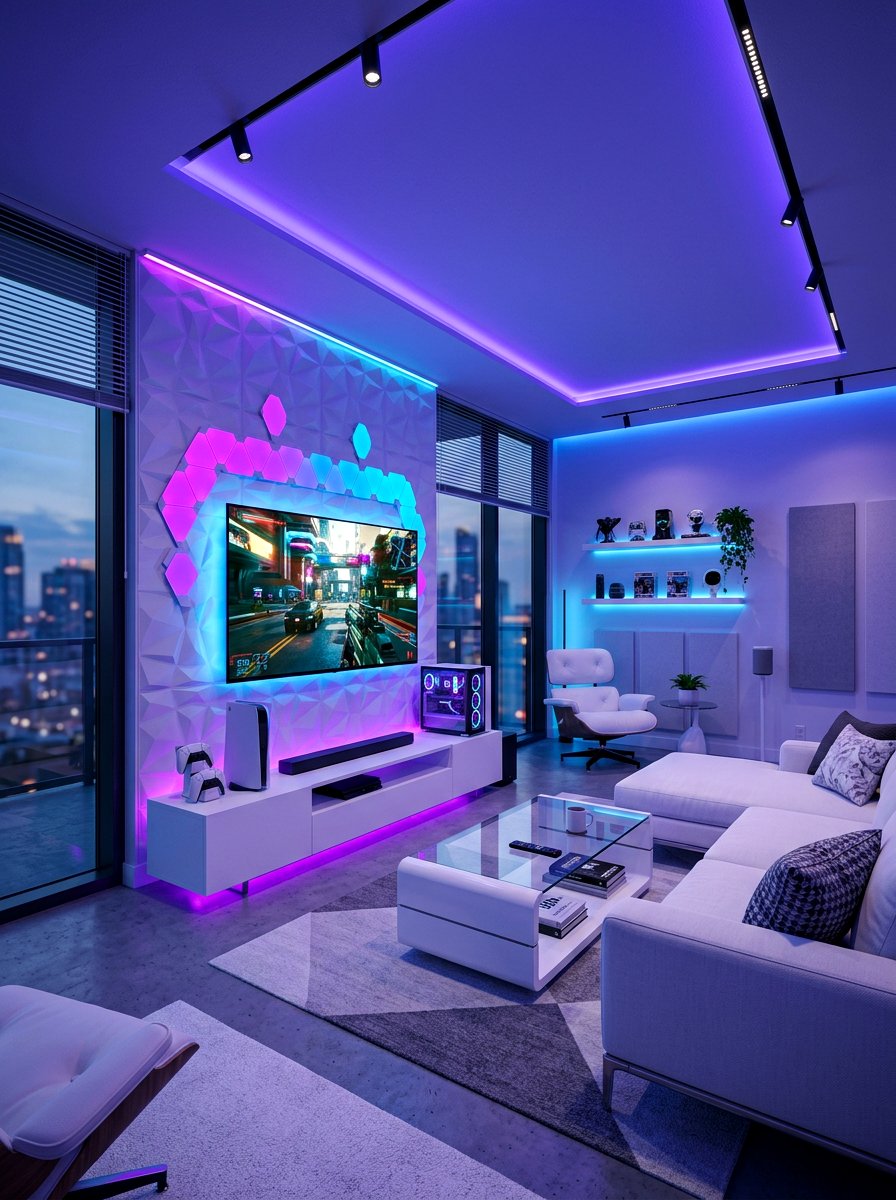 Smart Color Changing Light - 30 layered lighting living room ideas