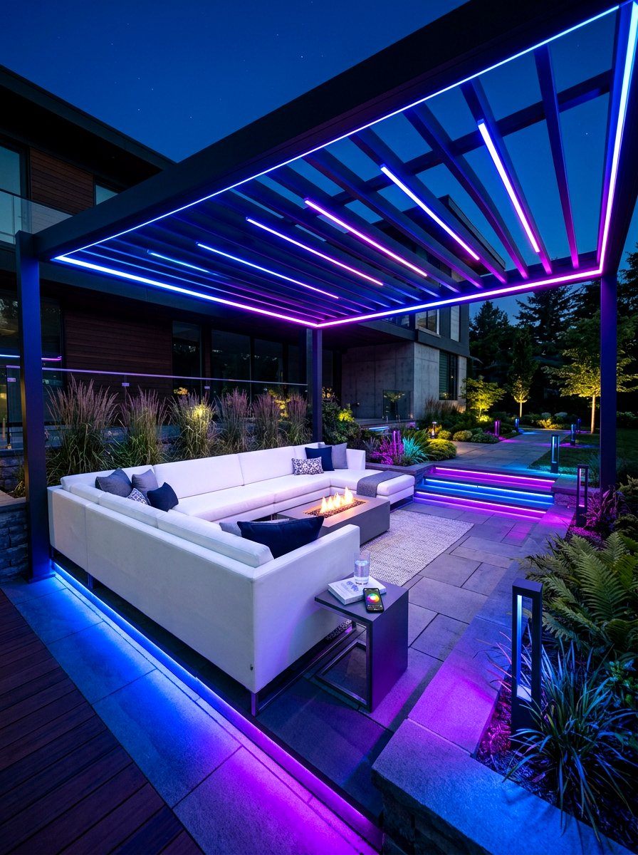 Smart Color Lights - 30 apartment patio mood lighting ideas