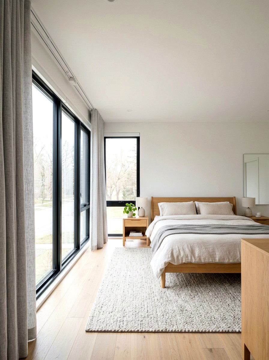 Smart Curtain Tracks Scandinavian Bedroom - 30 smart shade bedroom ideas