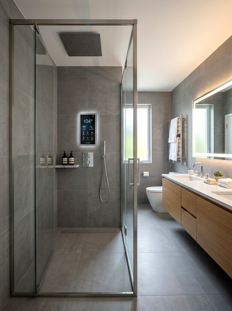 Smart Digital Shower Control - 30 rain shower bathroom ideas