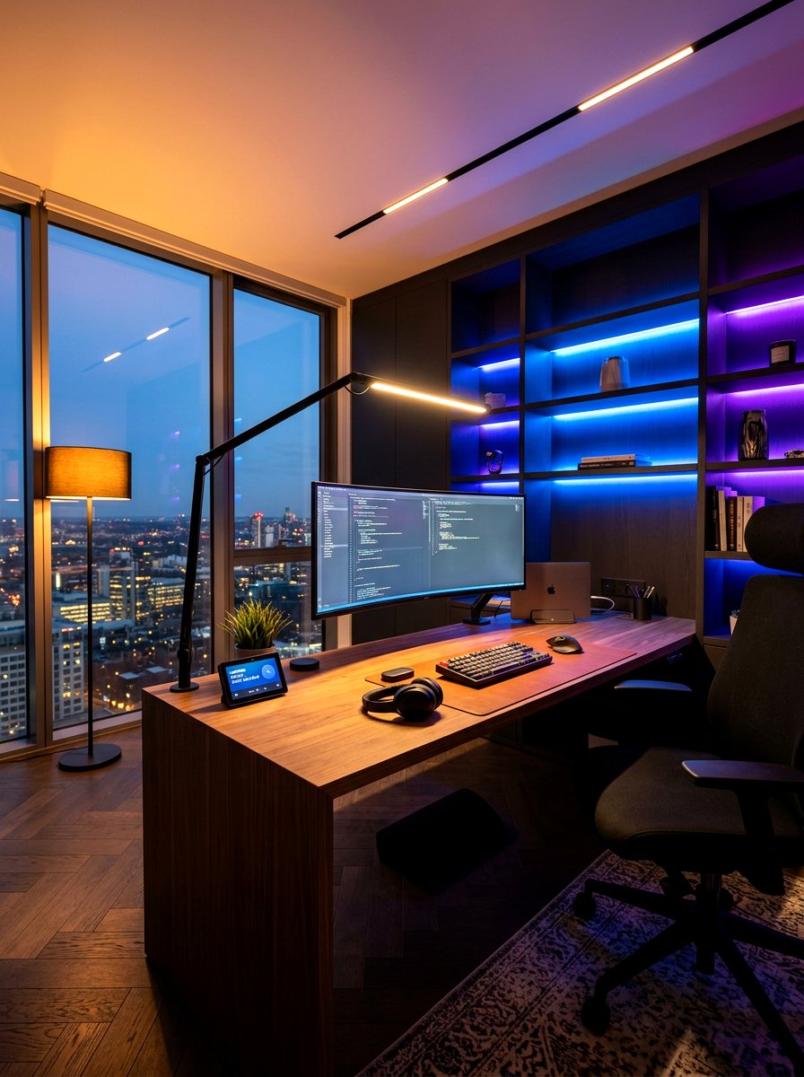 Smart Home Office Lighting - 30 luxury home office ideas