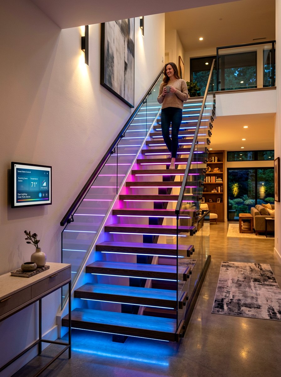 Smart Home Stair Lighting - 30 stair tread lighting ideas