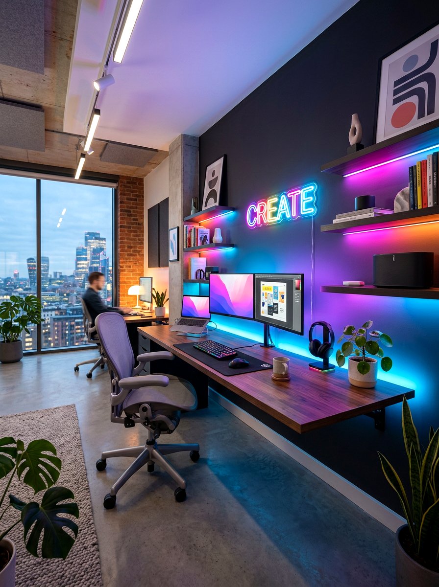 Smart LED Strip - 30 home office lighting ideas