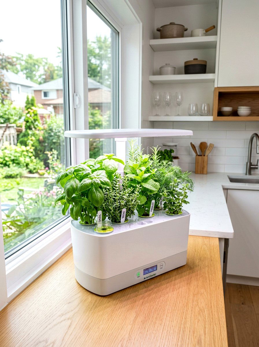 Smart LED herb garden - 30 windowsill herb garden ideas
