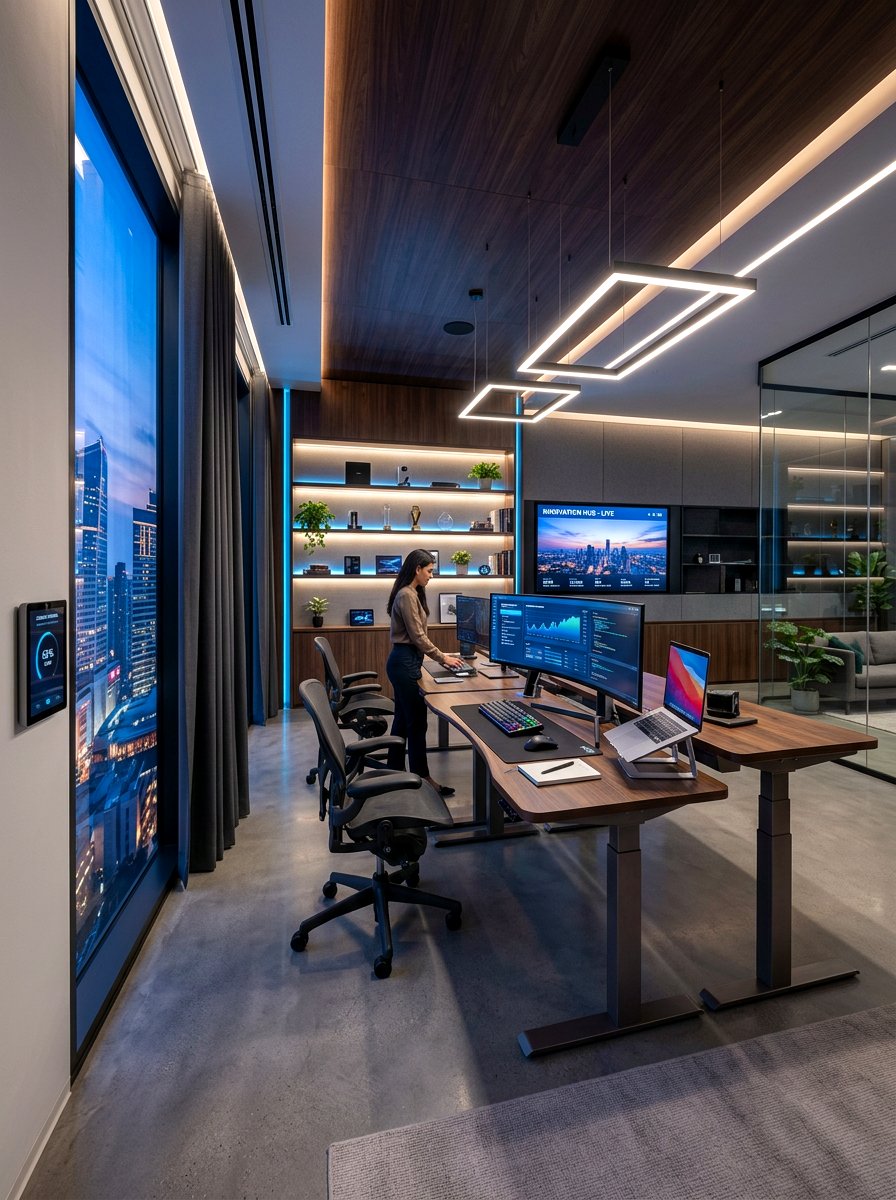 Smart Motorized Office Curtains - 30 office curtain ideas