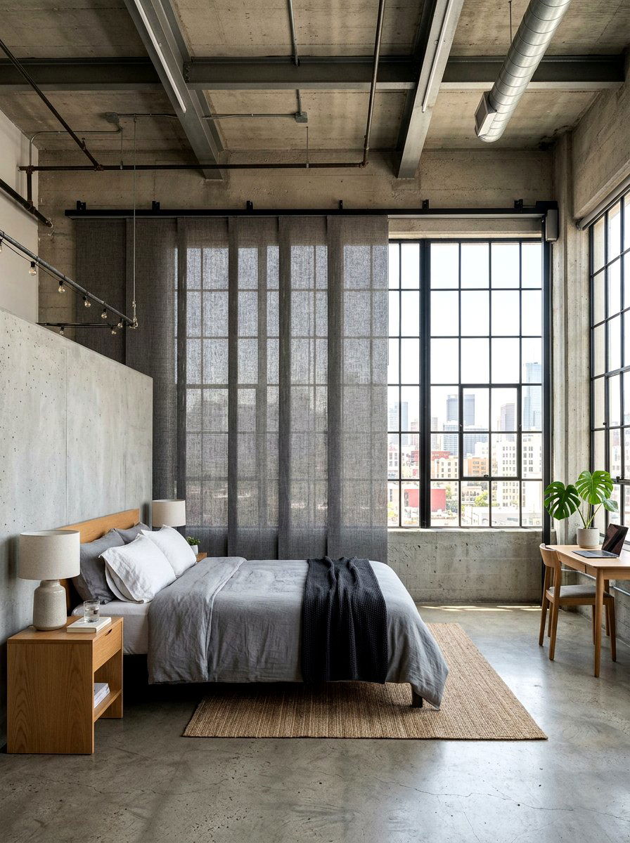 Smart Panel Track Shades Loft Bedroom - 30 smart shade bedroom ideas