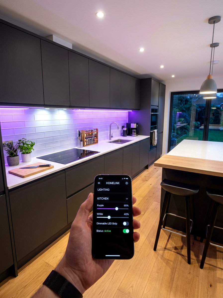 Smart Phone Control - 30 under cabinet lighting ideas