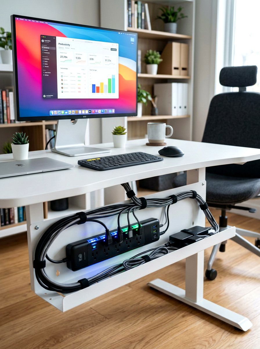 Smart Power Strip Setup - 30 energy efficient home office ideas