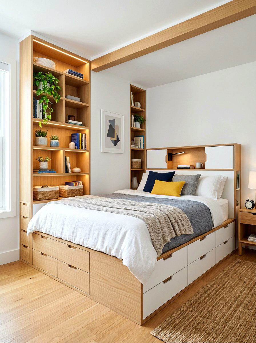 Smart Storage Bed Nook - 30 bed nook alcove ideas