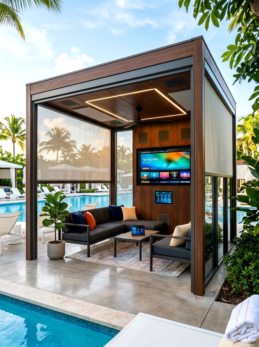 Smart Tech Cabana - 30 pool cabana patio ideas