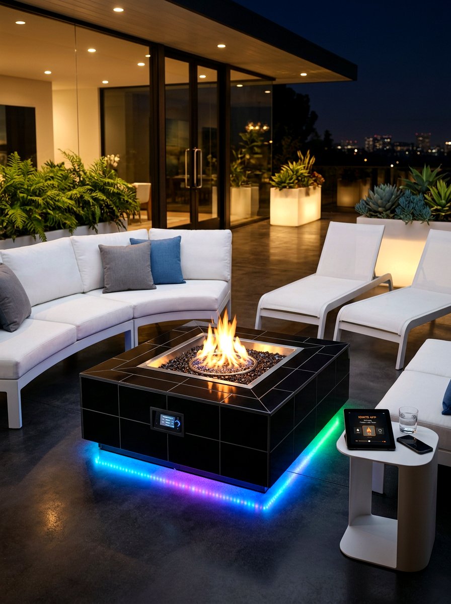 Smart Tech Fire Pit - 30 fire pit patio ideas