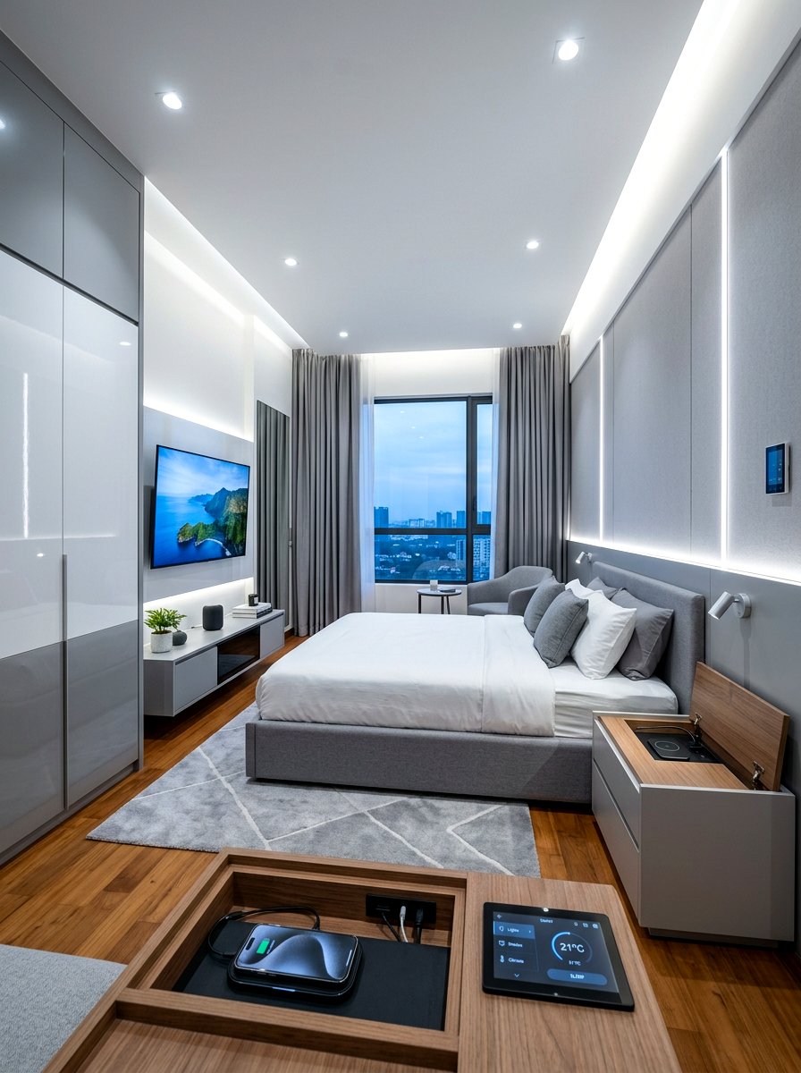 Smart Tech Integrated Bedroom - 30 sophisticated bedroom decor ideas