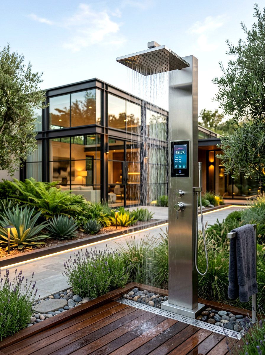 Smart Tech Outdoor Shower - 30 outdoor shower ideas