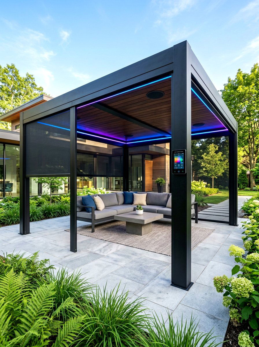 Smart Technology Integrated Gazebo - 30 hardtop gazebo ideas