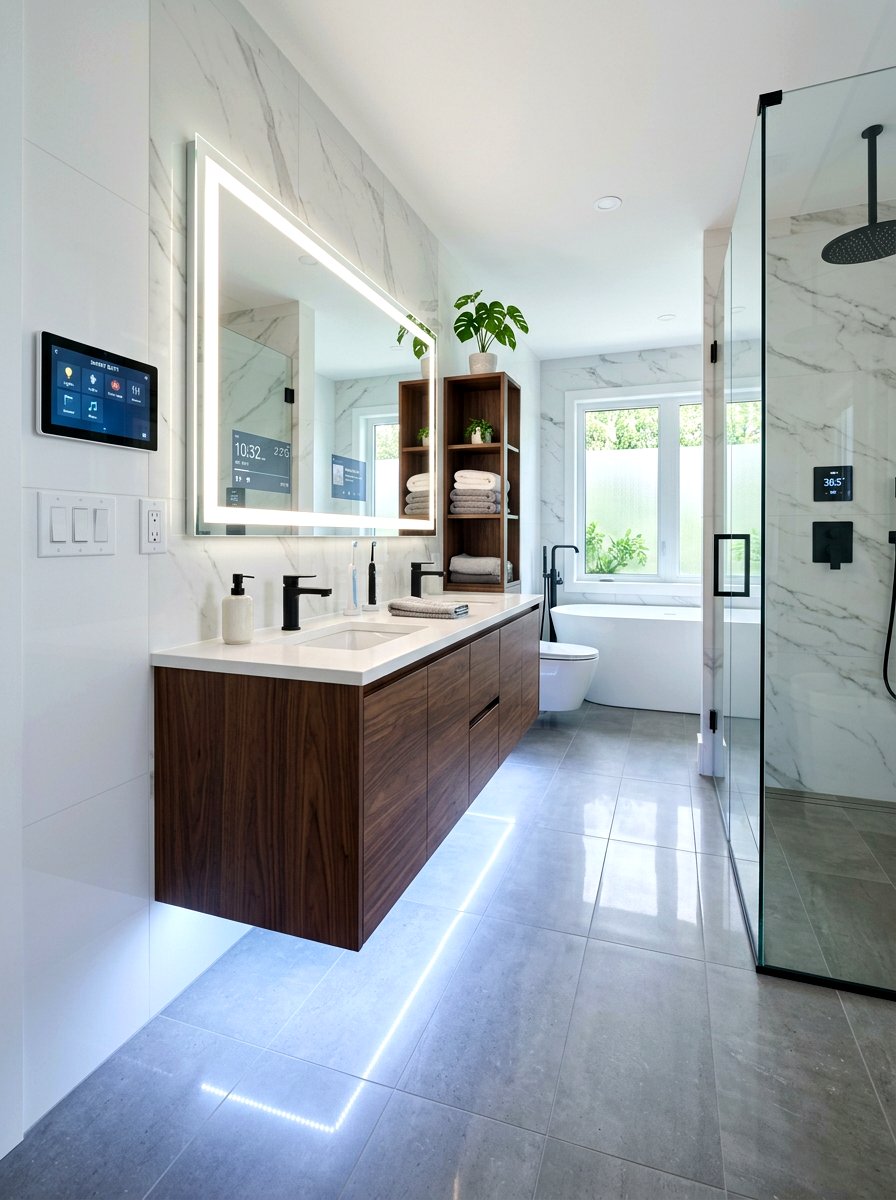 Smart bathroom floor lighting - 30 toe kick bathroom lighting ideas