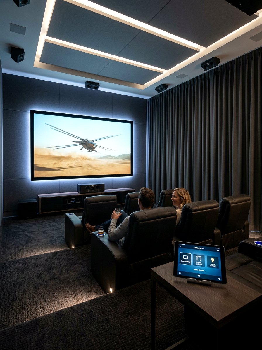 Smart home automated cinema - 30 projector room ideas