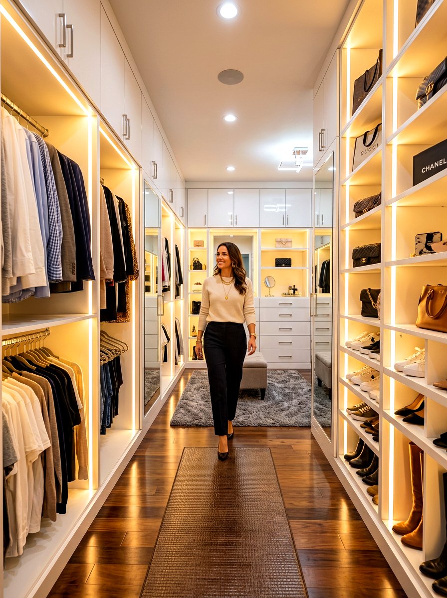 Smart lighting luxury closet - 30 glam closet ideas