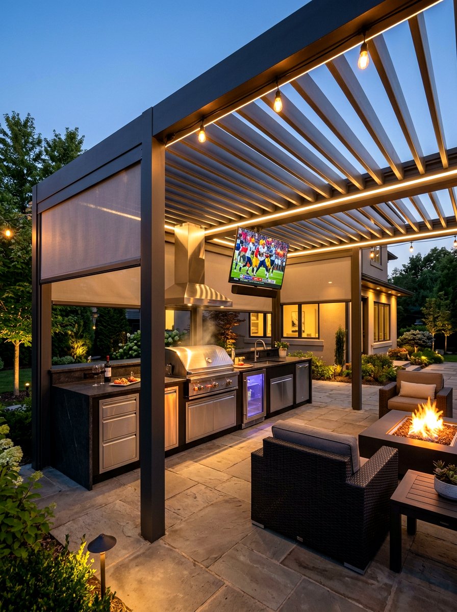 Smart outdoor kitchen pergola - 30 pergola with kitchen ideas