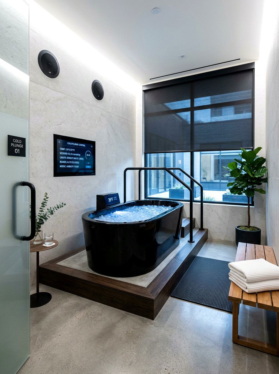 Smart tech cold plunge room - 30 cold plunge room ideas