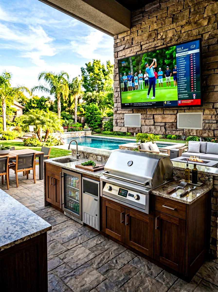 Smart tech outdoor kitchen - 30 patio cooking area ideas