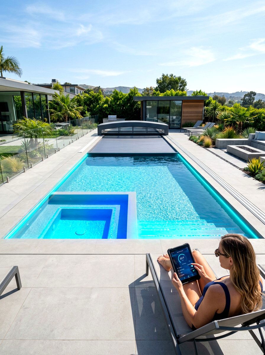 Smart technology pool - 30 backyard oasis pool ideas