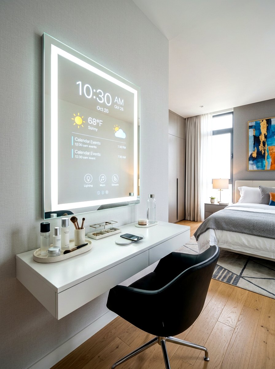 Smart vanity mirror - 30 bedroom vanity corner ideas