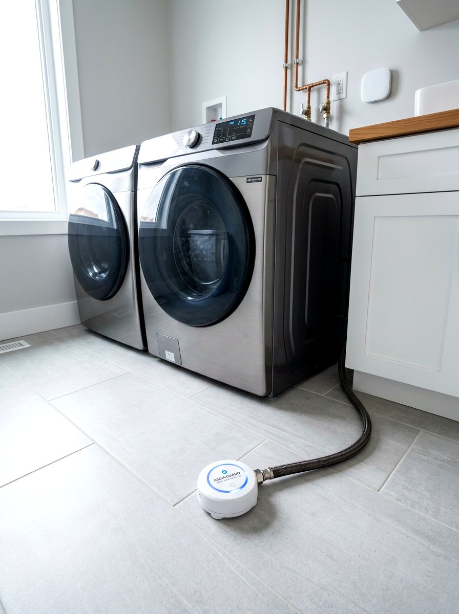 Smart water leak detector - 30 eco laundry room ideas