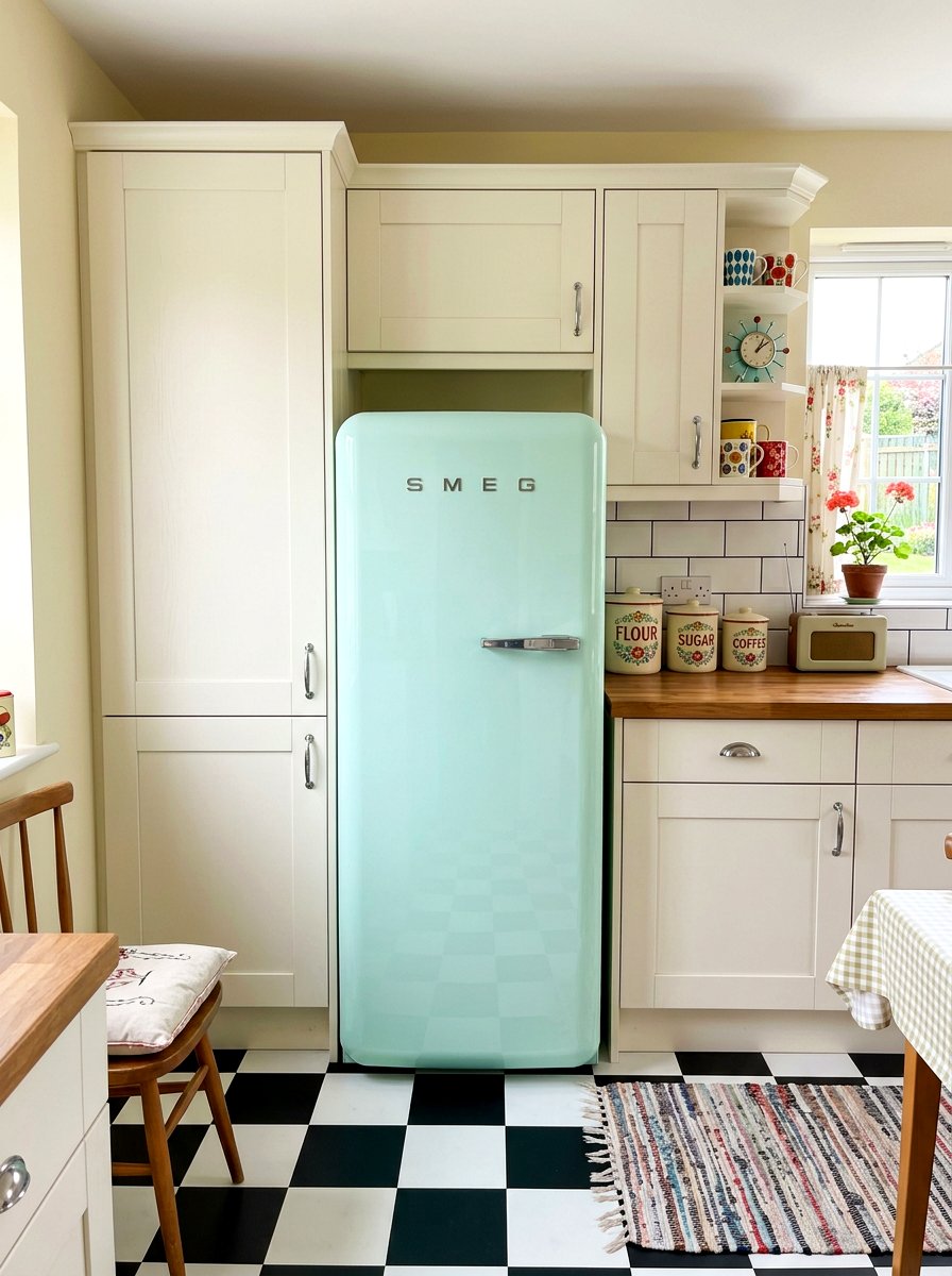 Smeg Retro Fridge - 30 vintage cottage kitchen ideas