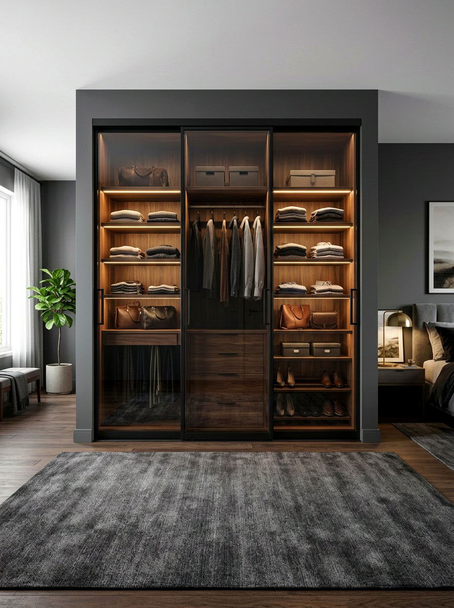 Smoke glass closet doors - 30 glass front closet ideas