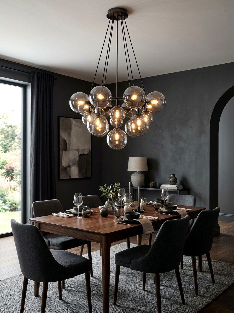 Smoked Glass Chandelier - 30 dining room chandelier ideas