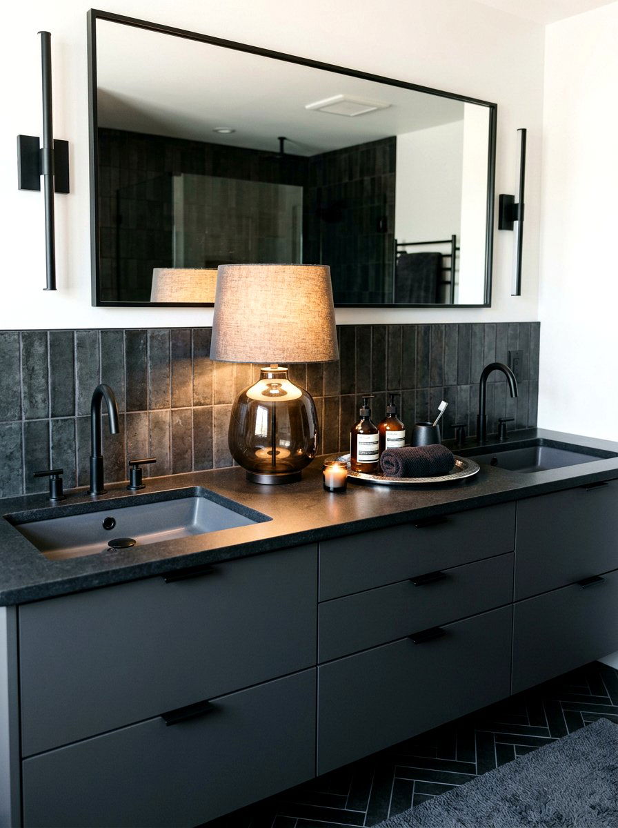Smoked Glass Lamp - 30 mini lamp bathroom counter ideas