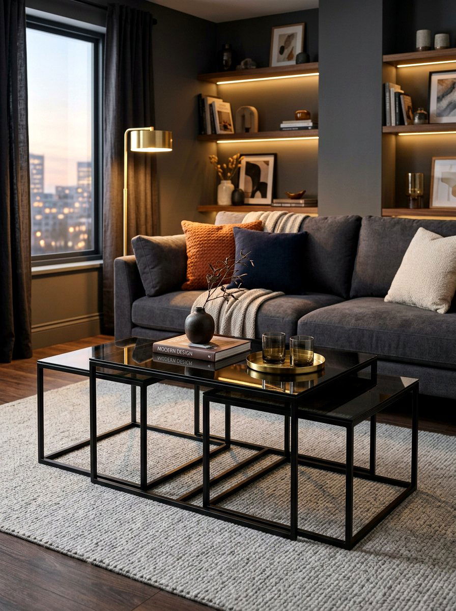 Smoked Glass Nesting Coffee Table - 30 nesting coffee table ideas