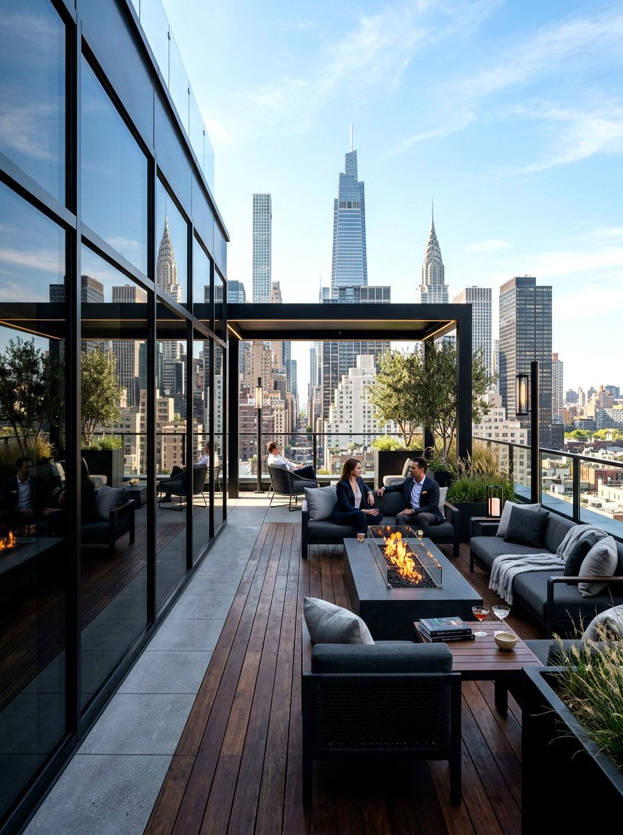 Smoked Glass Partition - 30 rooftop privacy screen ideas