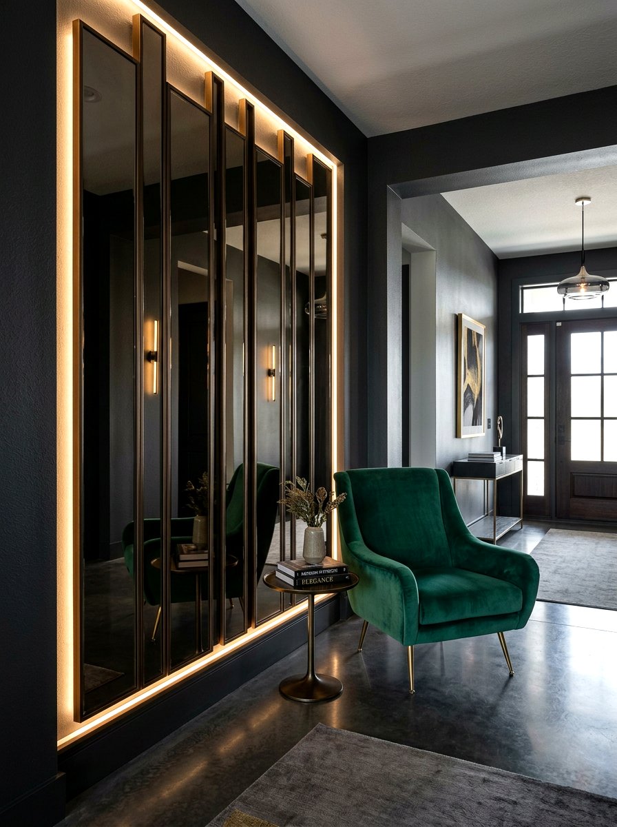Smoked Mirror Foyer Accent - 30 mirror wrapped foyer ideas