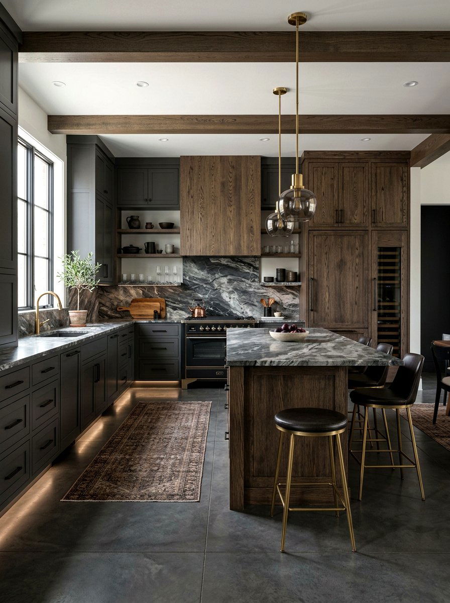 Smoked Oak Moody Kitchen - 30 parquet kitchen floor ideas