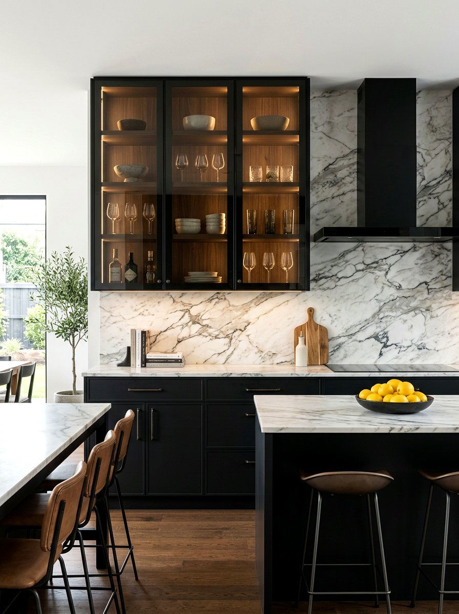 Smoked glass cabinets - 30 moody kitchen ideas